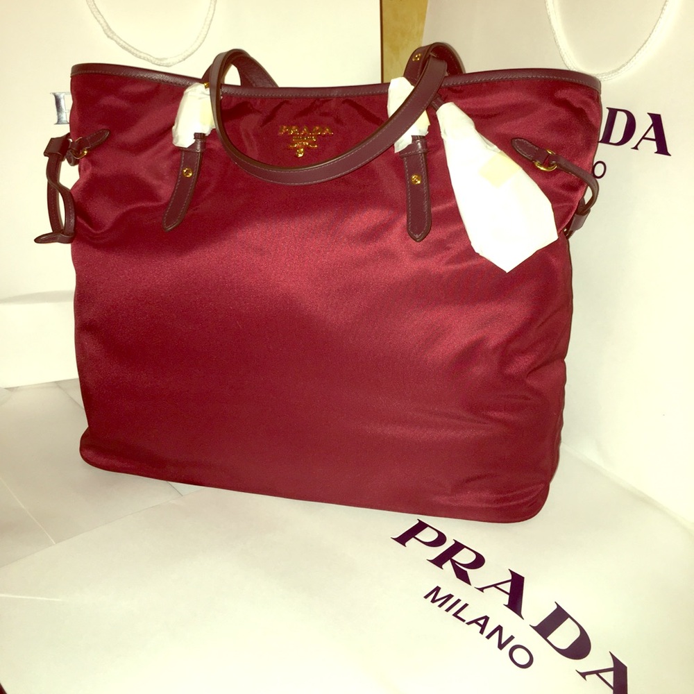 NWT Prada Tessuto Nylon Tote Shoulder BR4997 Wine